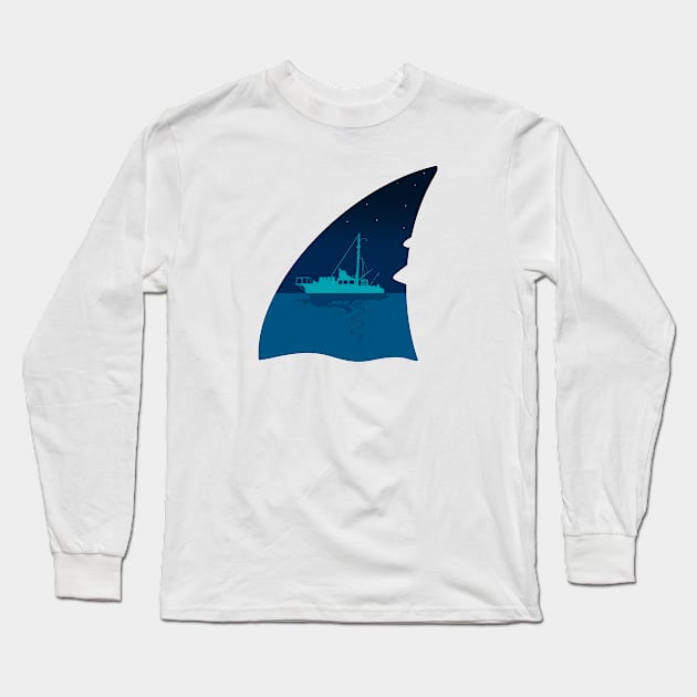 Jaws Fin Long Sleeve T-Shirt by Malakian Art